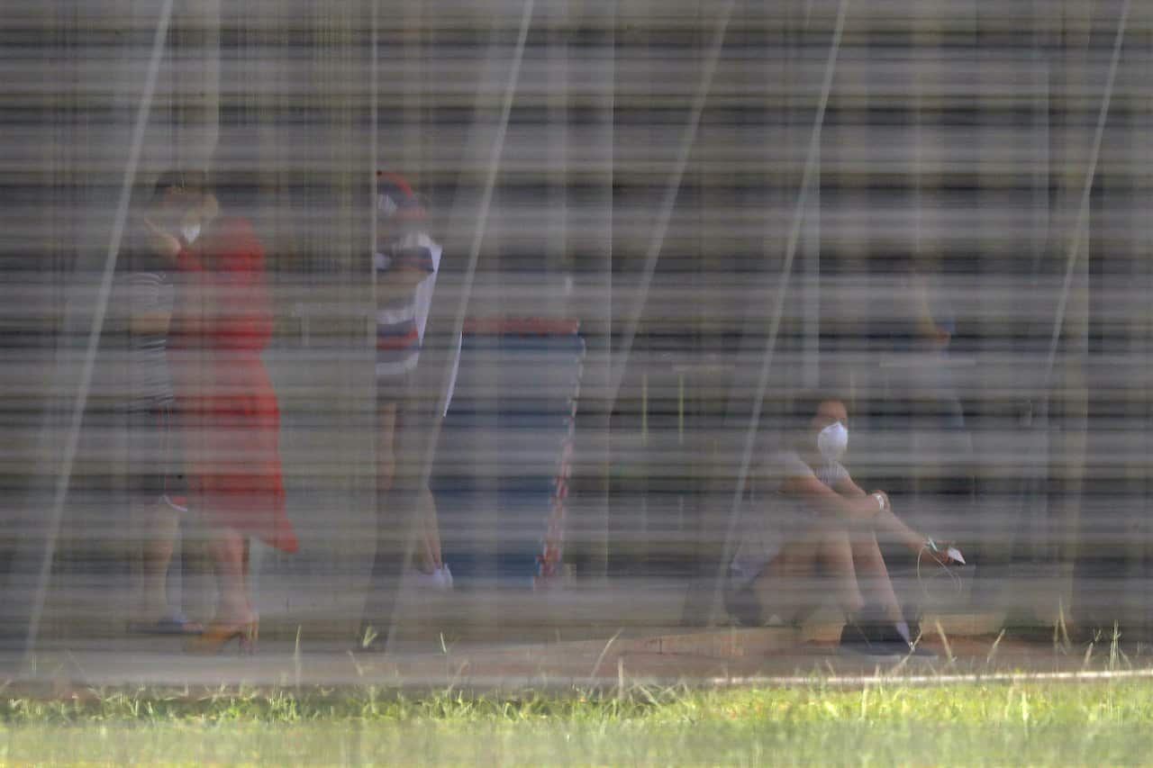 Australian evacuees inside the Christmas Island detention centre, which is being used as a quarantine area for the novel coronavirus.