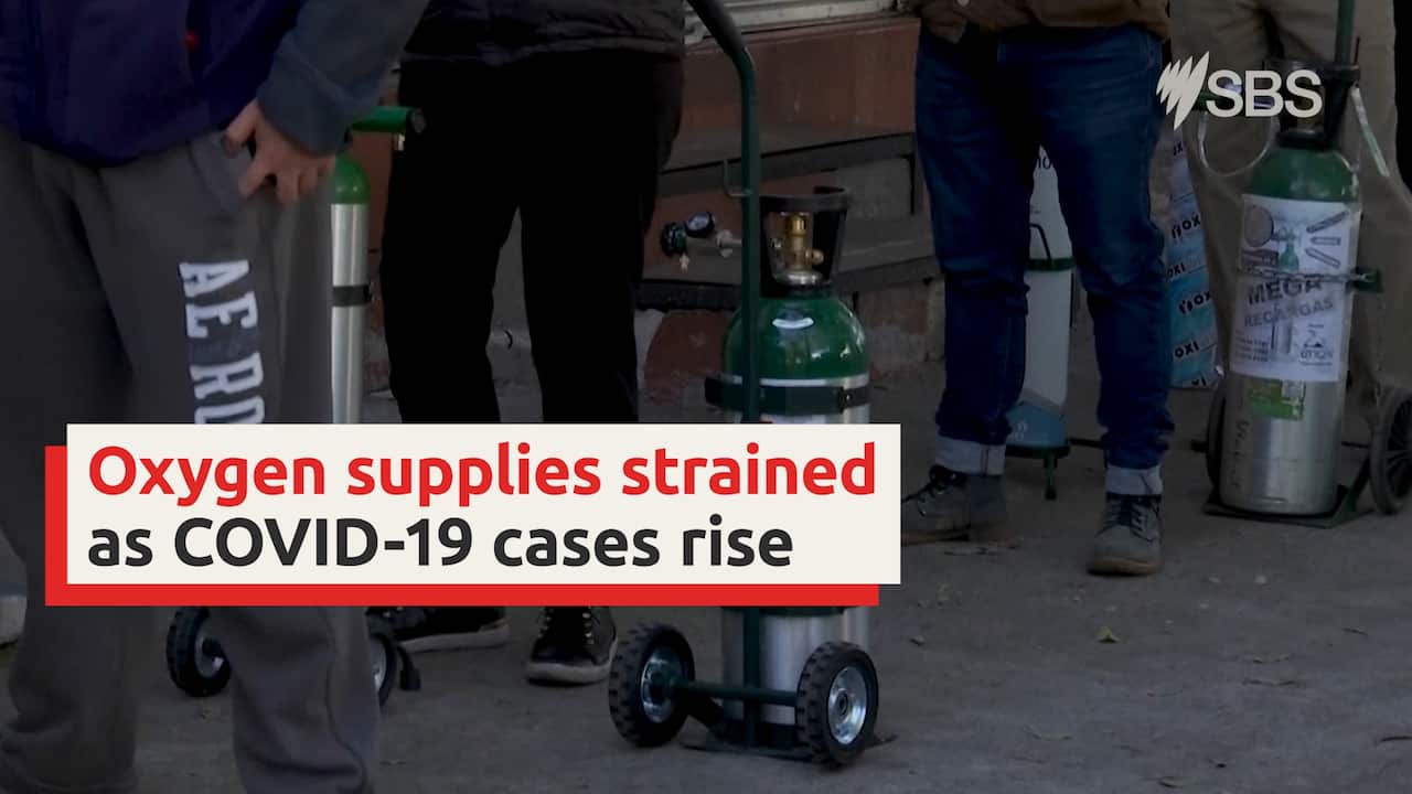 Residents of Mexico City struggle to find oxygen supplies to care for sick relatives