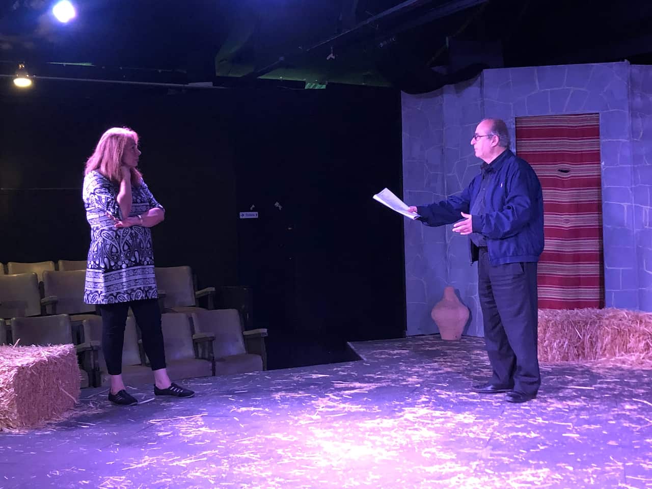 Hellenic Art Theatre's Evelyn Tsavalas and Stavros Economidis have had to press pause on the company's play Plutus because of strict coronavirus measures. 