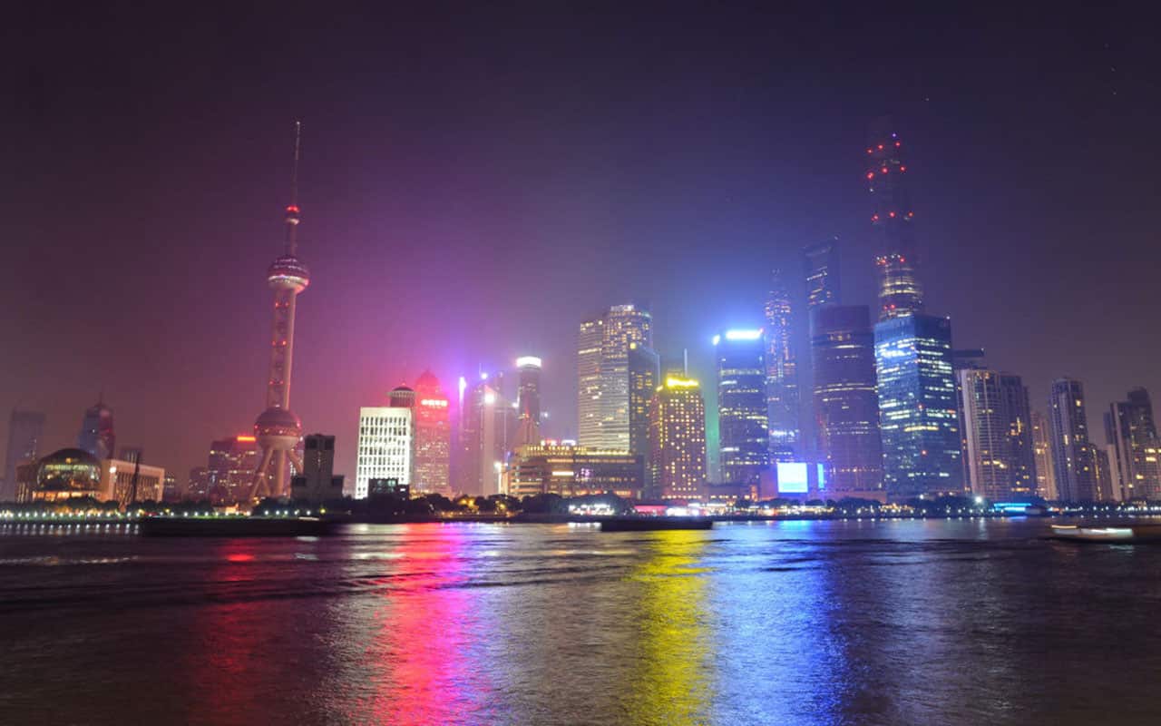 Shanghai Lujiazui financial district at night. On Saturday, 28 October 2017, in Shanghai, China.