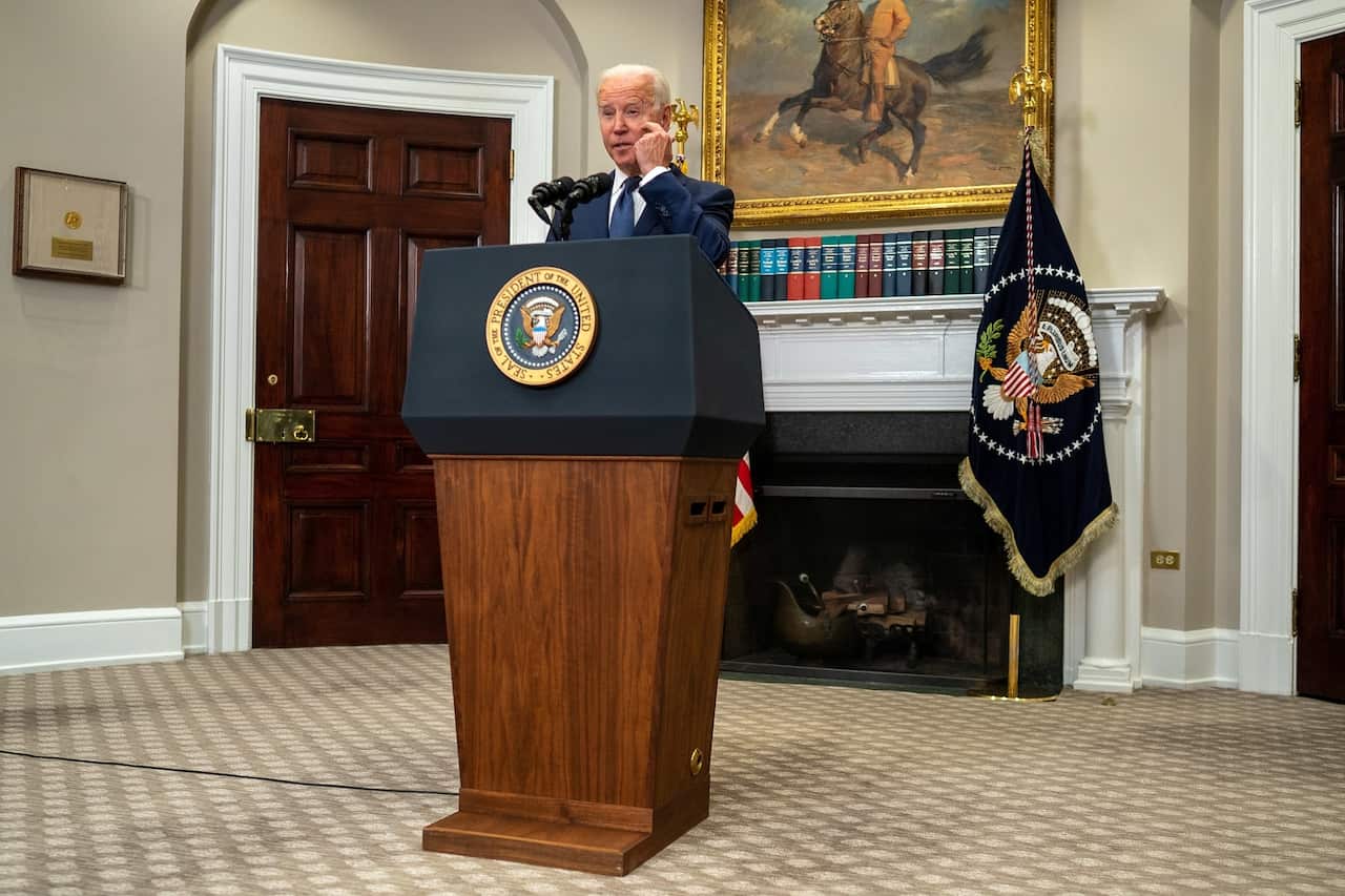 US President Joe Biden gives an update on the evacuation of American citizens 