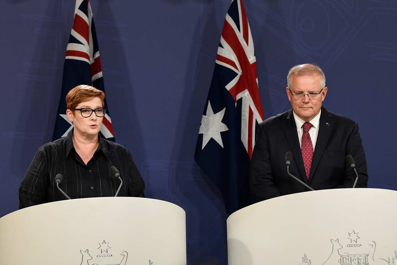 Minister for Foreign Affairs Marise Payne (left) and Prime Minister Scott Morrison.