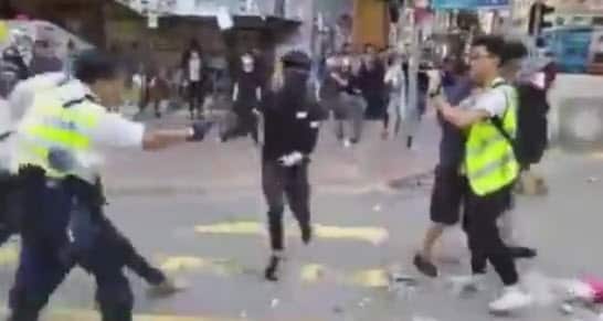 Hong Kong protester shot