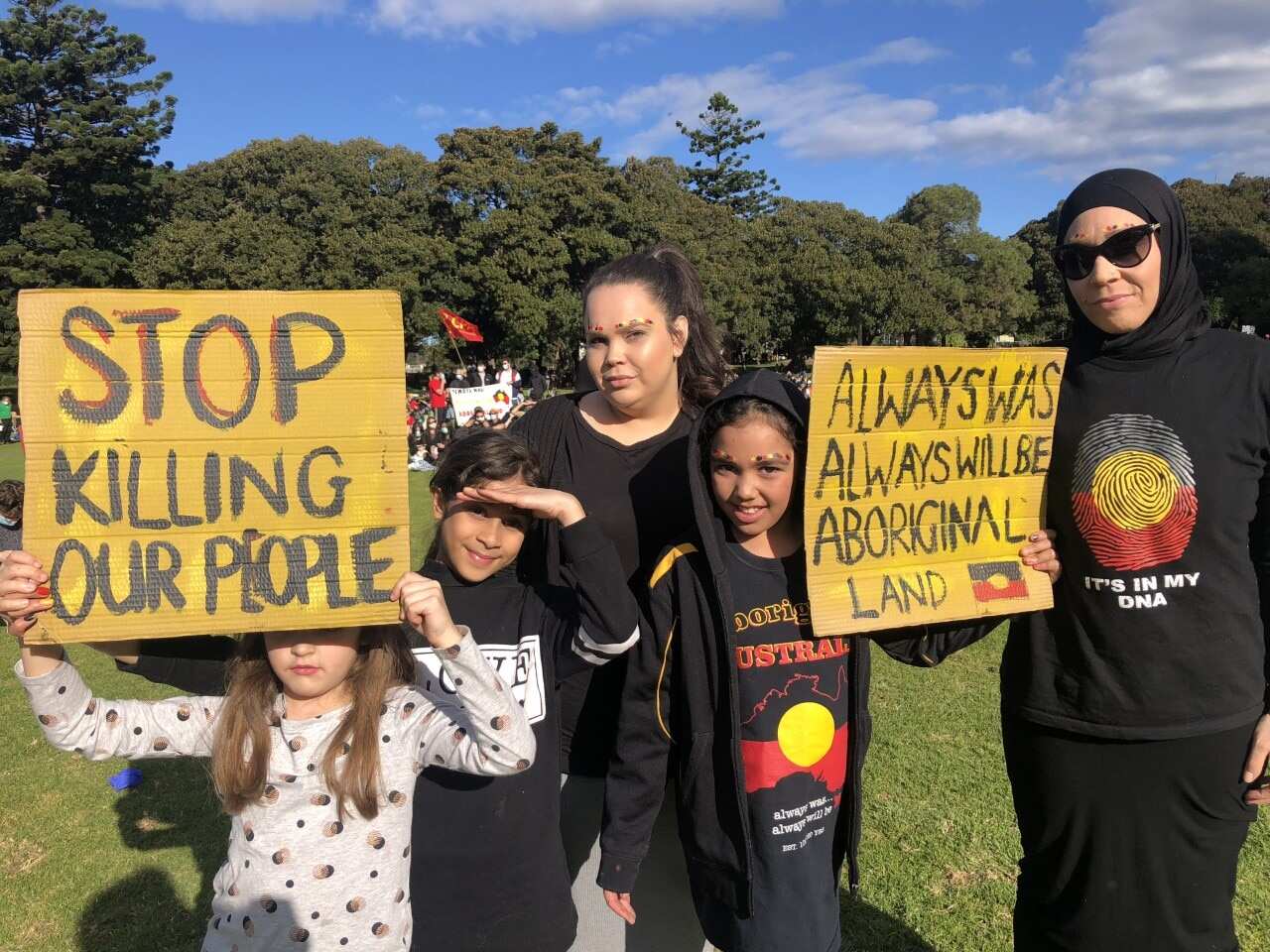 People at The Domain in Sydney for a Black Lives Matter protest