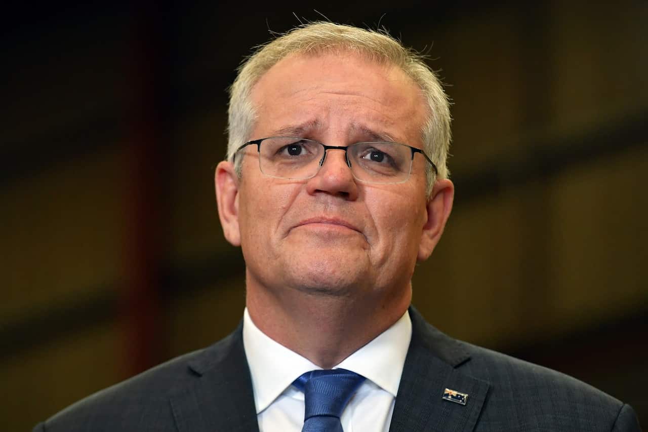 Prime Minister Scott Morrison at a press conference.