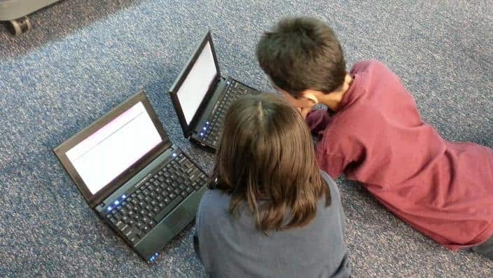 Children using internet