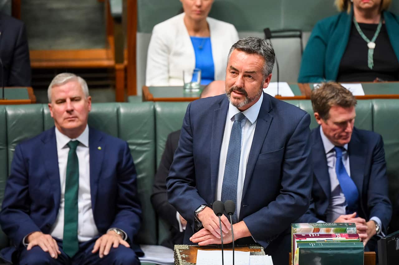 Veterans' Affairs Minister Darren Chester speaks during House of Representatives Question Time at Parliament House in Canberra.