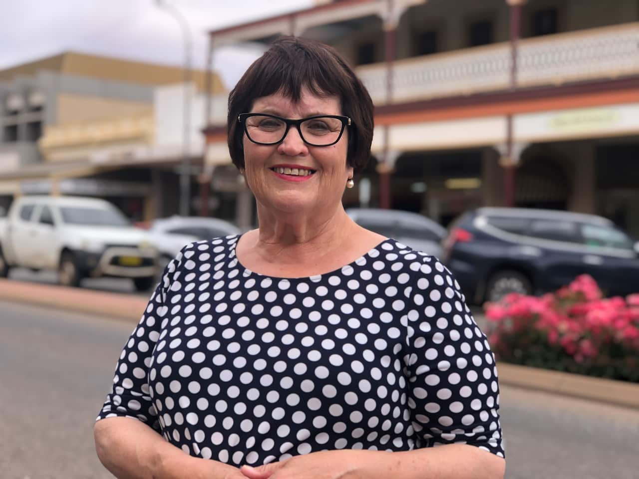 Broken Hill Mayor Darriea Turley stands in the main street of town. 