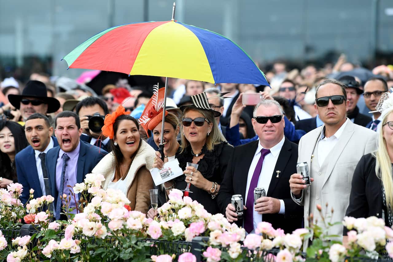 Racegoers at Flemington Racecourse in 2017.