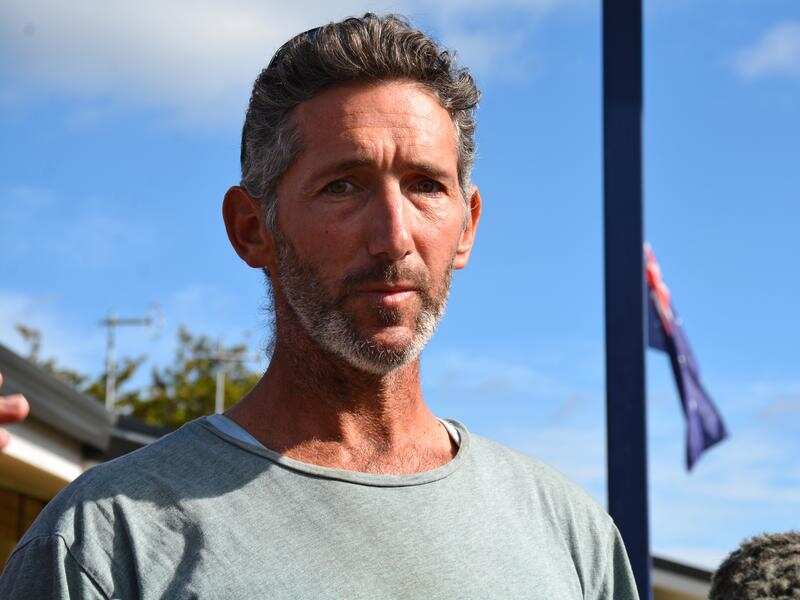 Aaron Cockman addresses the media in Margaret River.