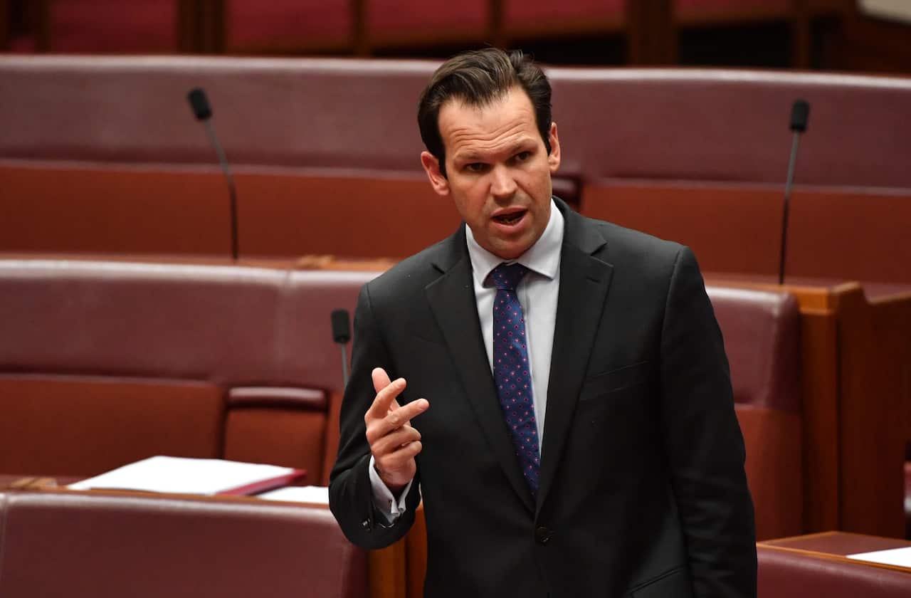 Minister for Resources Matt Canavan during Question Time in the Senate chamber at Parliament House in Canberra, 2019