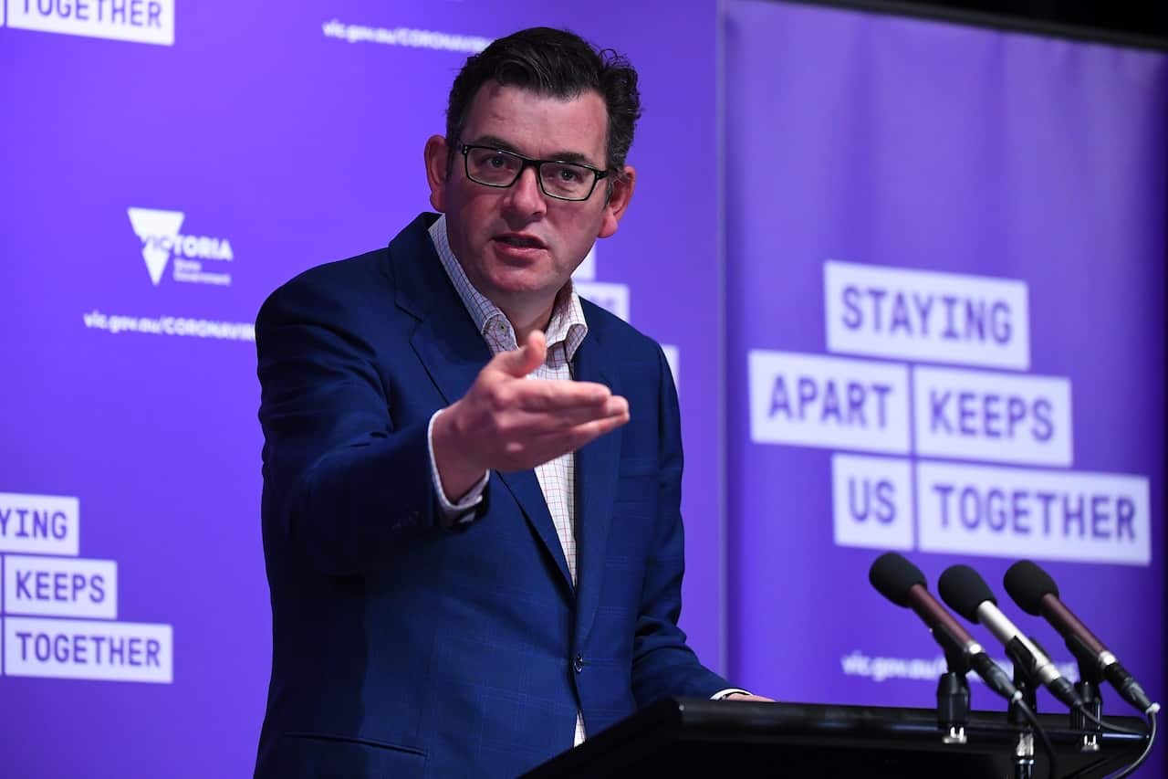 Victorian Premier Daniel Andrews addresses the media during a press conference