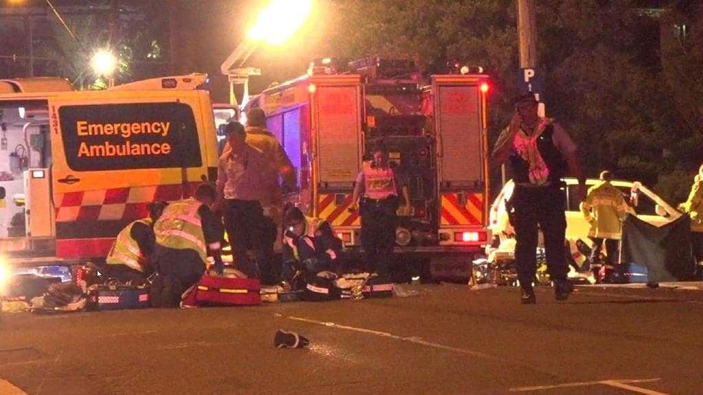 The horrific scene Kingsgrove Road last night. Picture: TNV