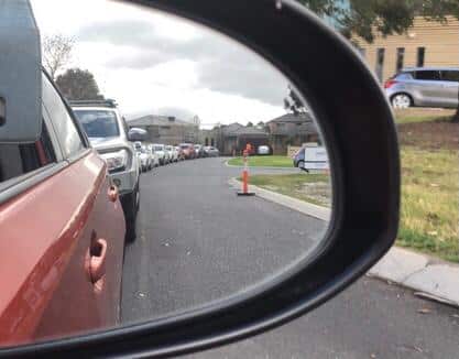 COVID-19 testing car queue at Roxburgh Park, Melbourne  