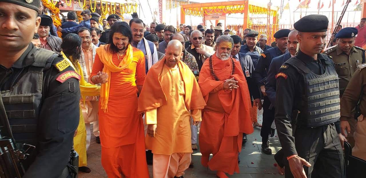 Anand Giri with UP Chief Minister Aditya Nath. The picture was posted on Facebook on 29 January 2019.