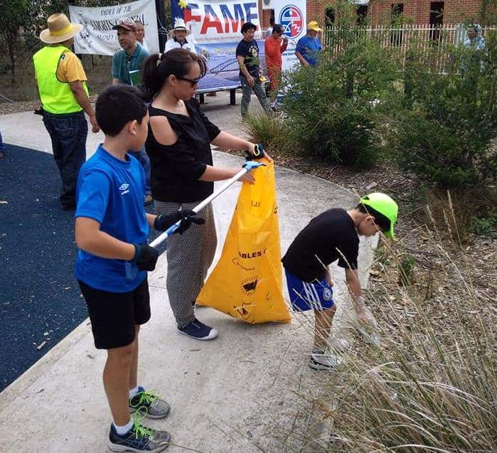 A young family participated in Clean Up Day