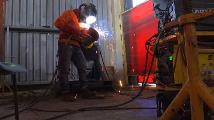 A welder at Simon Kennedy's business