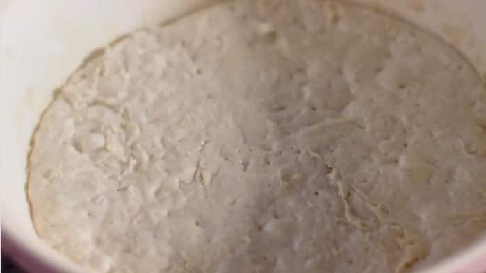 Silvia's dough after a night out on the benchtop