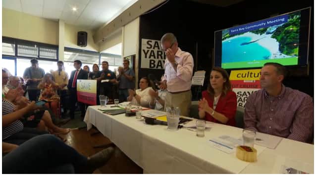 Residents, state and federal Labor MPs and the local Aboriginal Land Council met at Yarra Bay on Sunday to protest the potential development. SBS News