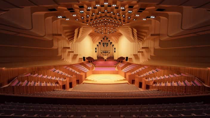Supplied undated artist rendered image of upgrades to the Concert Hall, part of the renewal project for the Sydney Opera House.