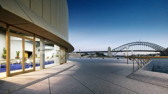 Supplied undated artist rendered image of the new Function Centre, part of the renewal project for the Sydney Opera House.
