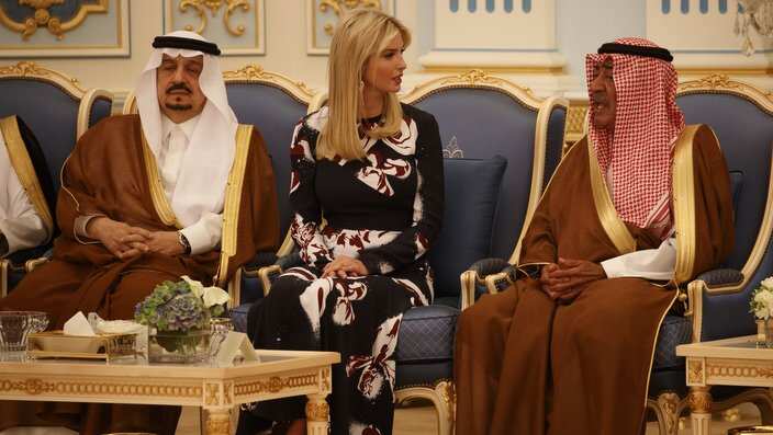 Ivanka Trump participates in a presentation ceremony of The Collar of Abdulaziz Al Saud Medal to President Donald Trump at the Royal Court Palace, Saturday, May 20, 2017, in Riyadh. (AP Photo/Evan Vucci)