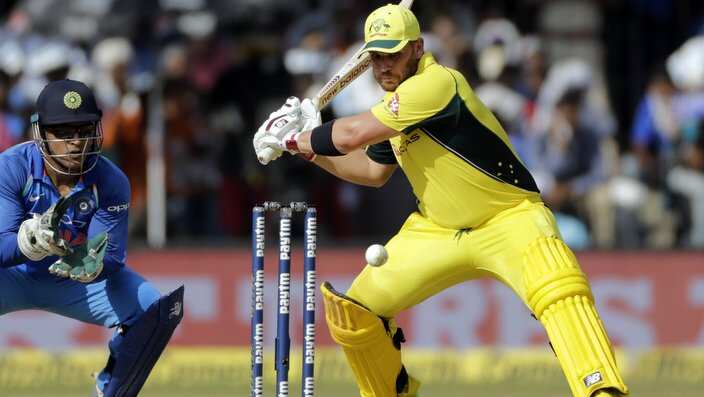 Australia cricket player Aaron Finch bats during the third one-day international cricket match between India and Australia in Indore, India, Sunday, Sept. 24, 2017. (AP Photo/Rajanish Kakade)