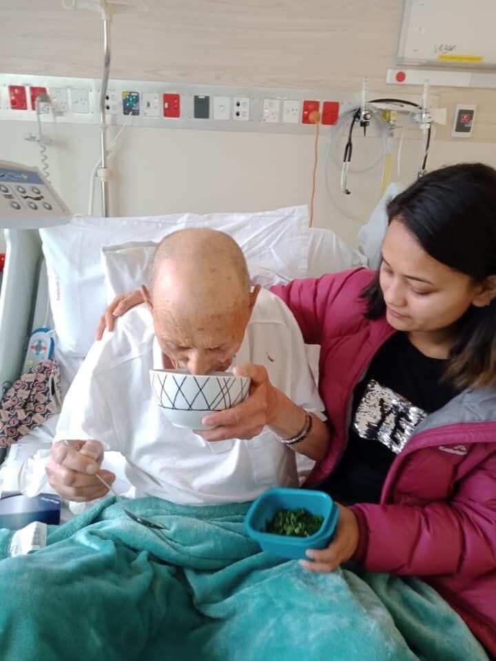 Aashna Thapa with her grandfather.