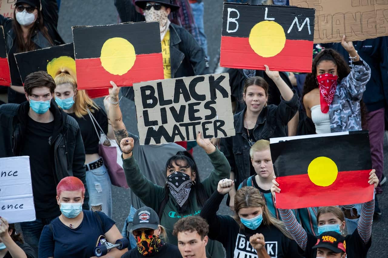 Thousands of people attended the Black Lives Matter rally in Brisbane on 6 June 2020. 