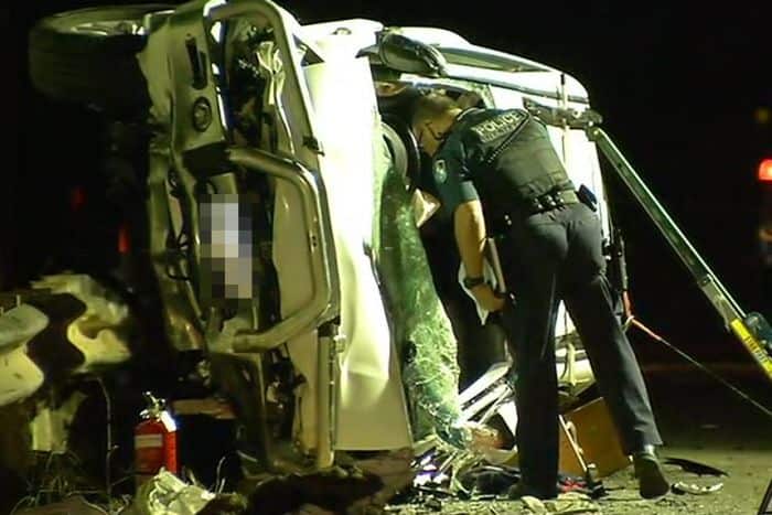 Two people died in the crash on Tuesday night and paramedics who witnessed it narrowly avoided being caught up in the collision, the Queensland Ambulance Service (QAS) says
