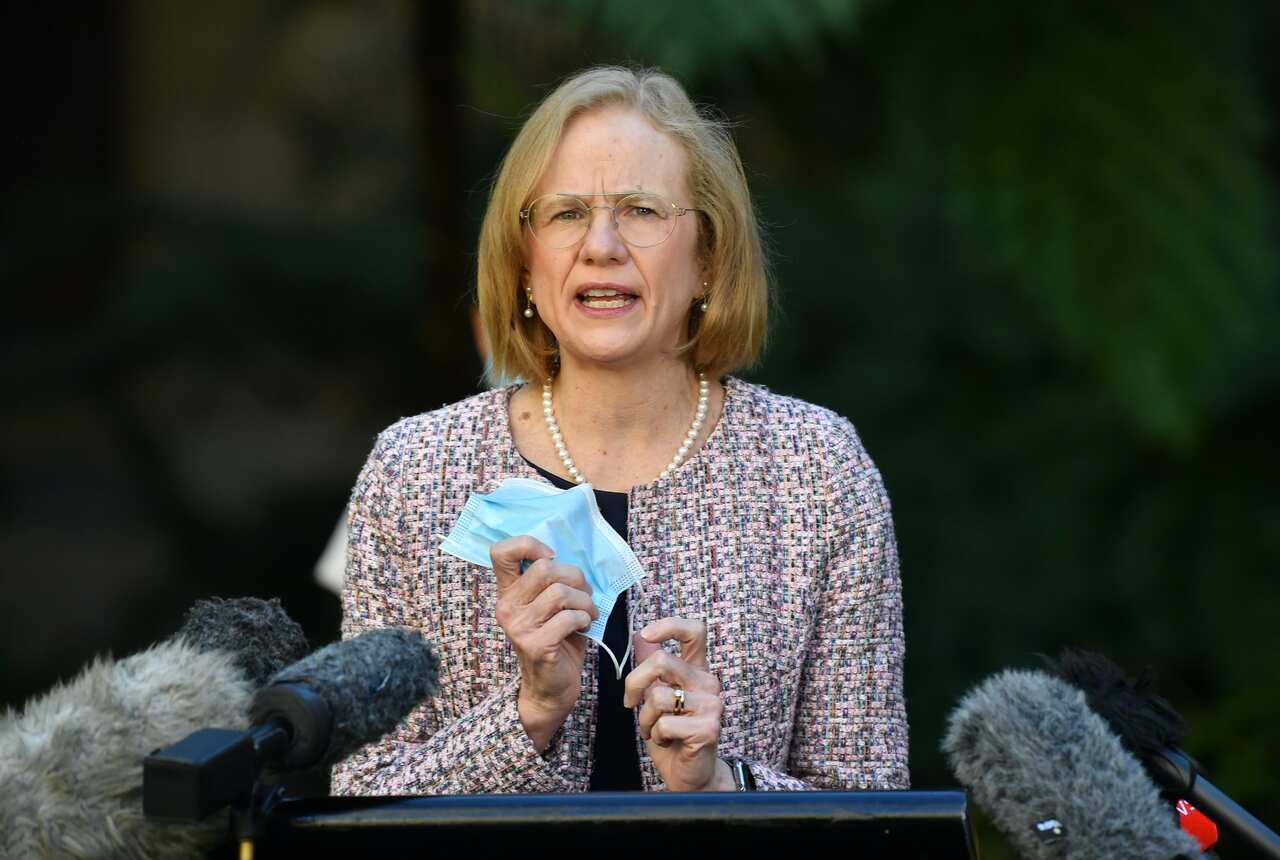 Queensland Chief Health Officer Dr Jeannette Young is seen during a press conference in Brisbane on Friday, 6 August. 2021.