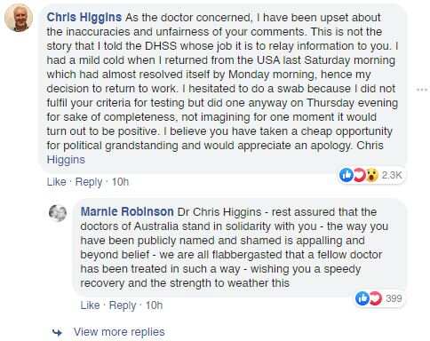 Dr Higgins has replied.