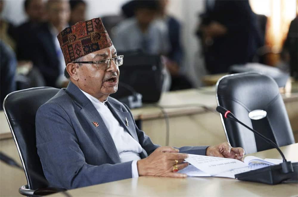 Former acting Chief Justice Deepakraj Joshi being questioned by a parliamentary committee over appointing his as the Chief Justice.