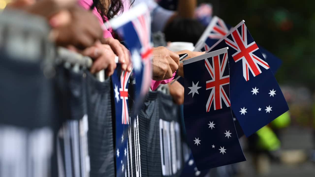 Participants take part in the Australia Day parade celebrations in Melbourne, Sunday, January 26, 2020