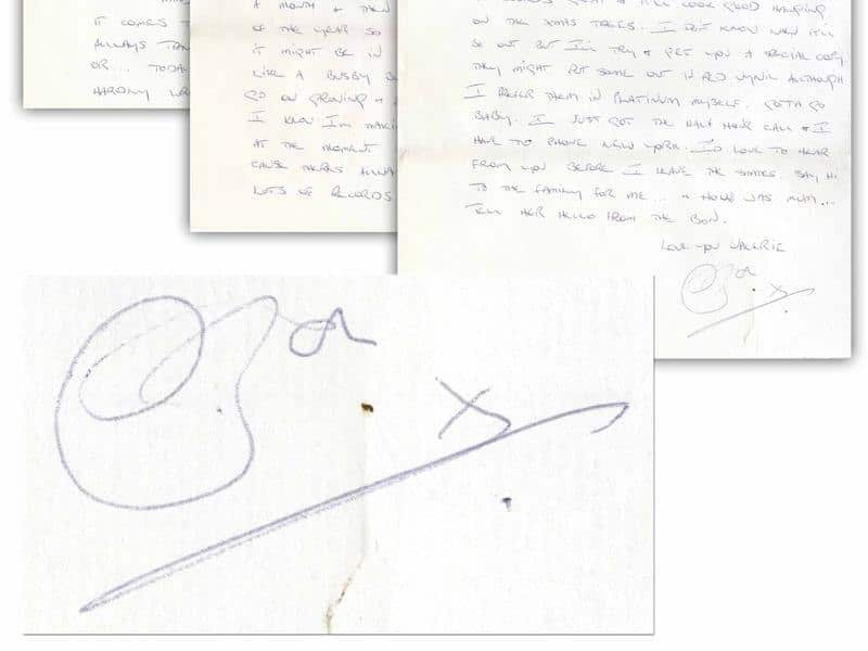 Photocopy of a 1978 letter written by AC/DC lead singer Bon Scott