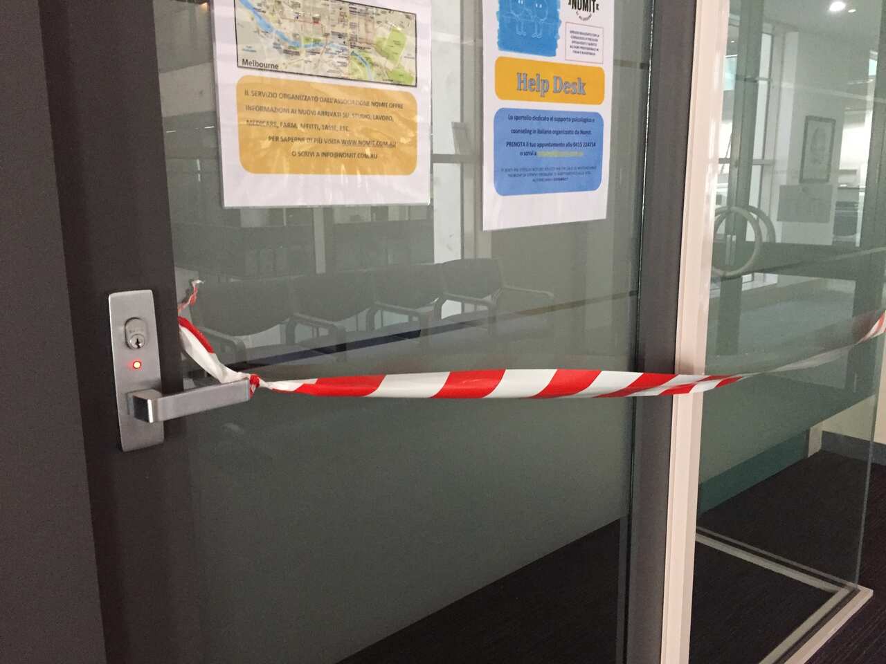 Police tape at the locked down Italian consulate.