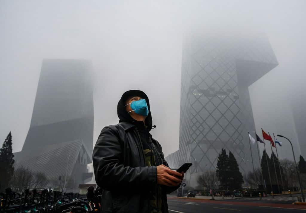 A man wears a face mask in Beijing