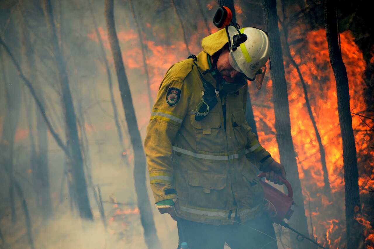 NSW Rural firefighters battle fires near Mangrove Mountain, NSW.