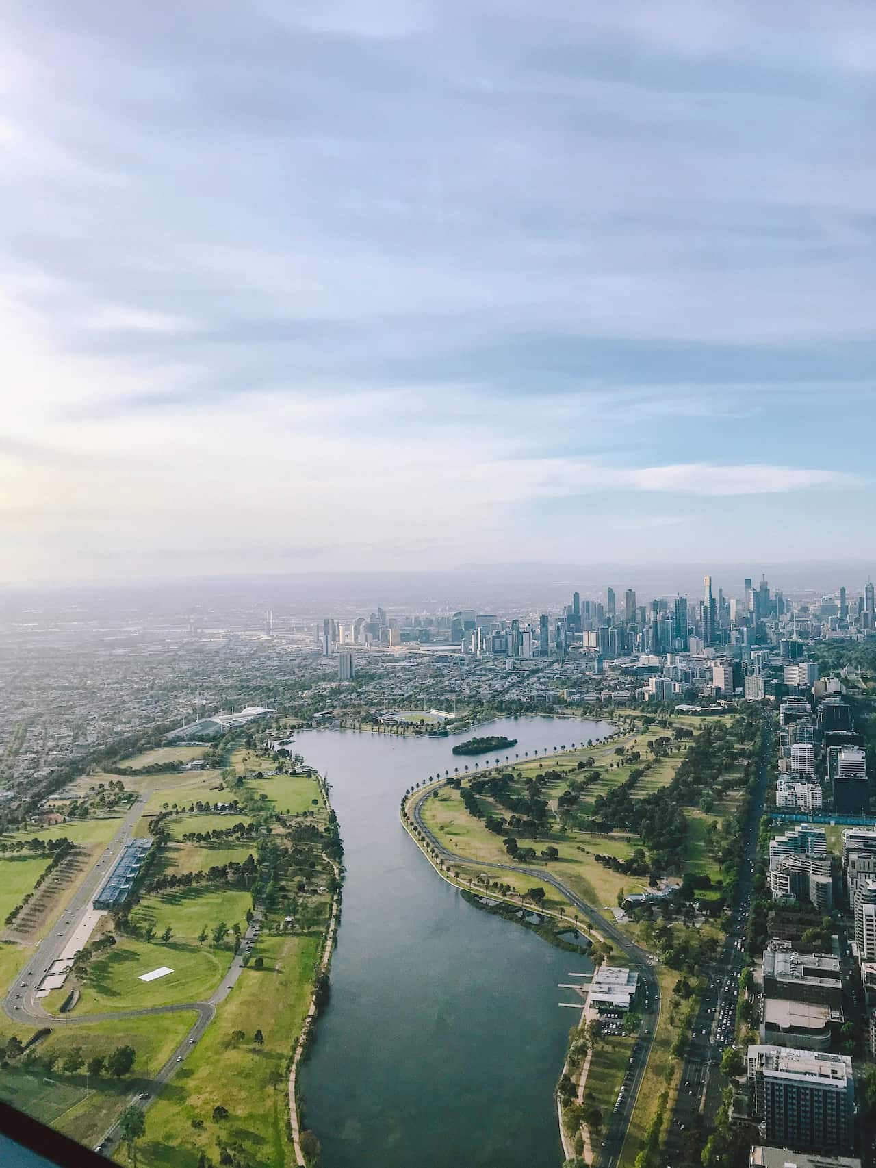 Aerial shot of Melbourne city