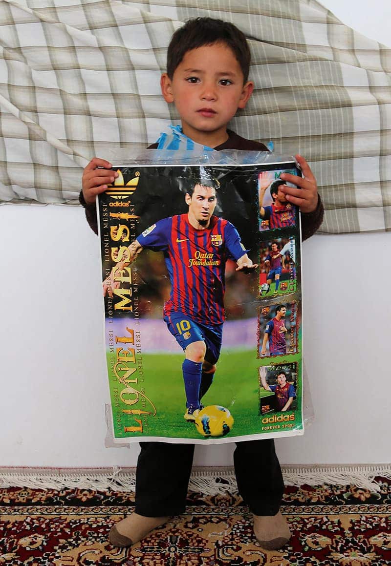 Afghan boy and Lionel Messi fan Murtaza Ahmadi