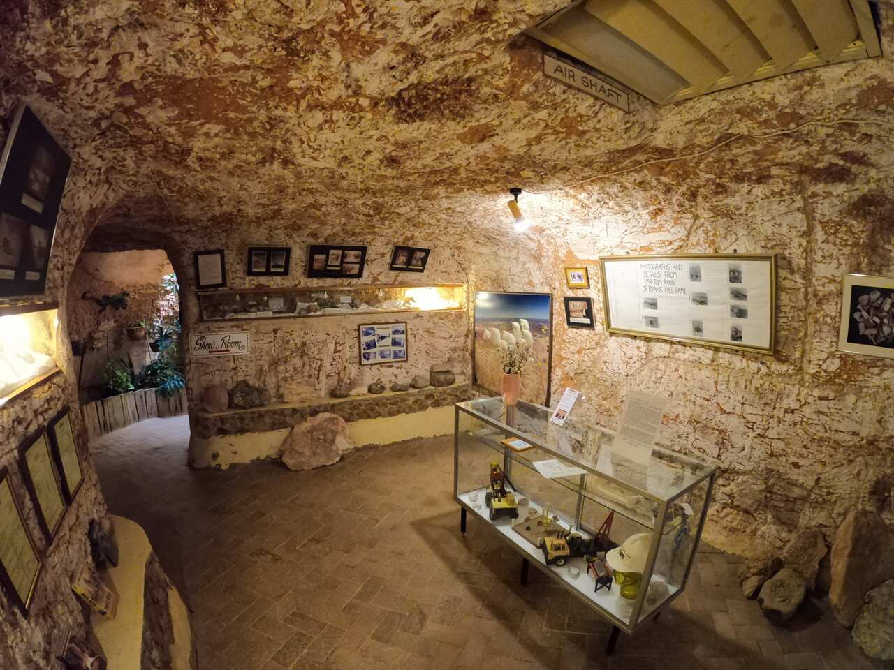 An underground cave featuring the history of Coober Pedy