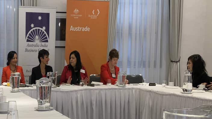 L to R - Pallavi Sinha, Australian HC to India Harinder Sidhu, Sheba Nandkeolyar, Leoni Muldon, Prof Veena Sahajwalla