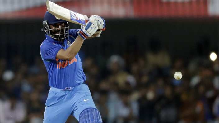 Indian cricket player Ajinkya Rahane bats during the third one-day international cricket match between India and Australia in Indore, India, Sunday, Sept. 24, 2017. (AP Photo/Rajanish Kakade)