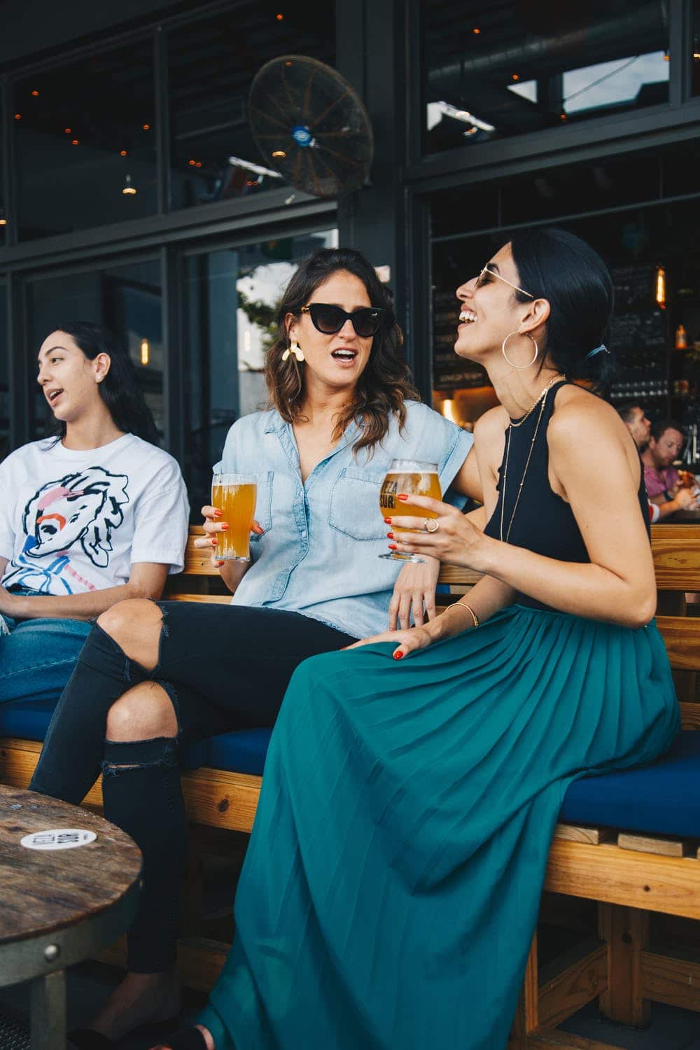 women drinking beer