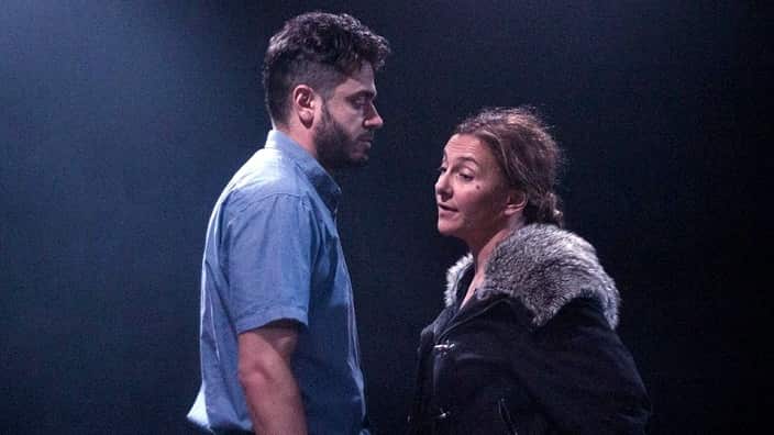 Alex Tsitsopoulos as Tommy, and Gabriella Rose-Carter, founder and artistic director of Q44, as Darja. 