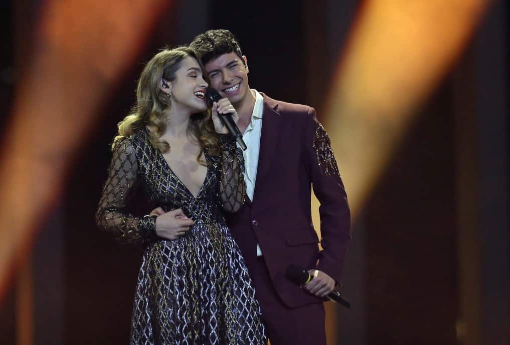 Operación Triunfo contestants Amaia and Alfred representing Spain at the 63rd Eurovision Song Contest in 2018.