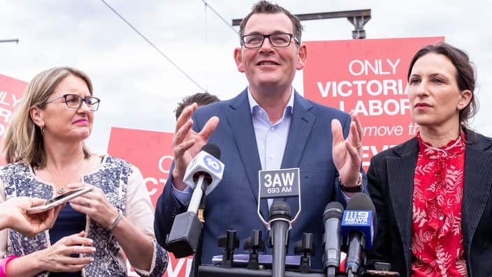 Daniel Andrews speaks to the media in Pakenham, Melbourne, Australia.