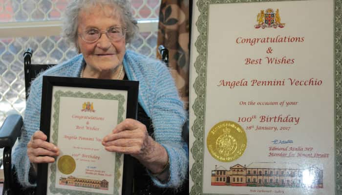 Angelita recibe felicitaciones por sus 100 años