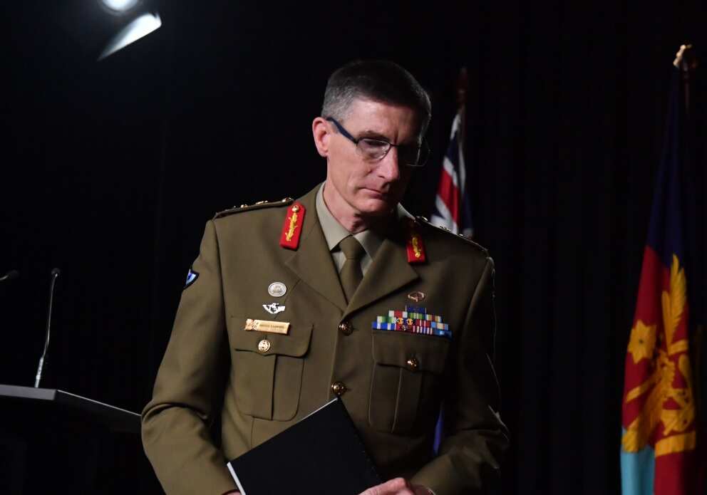 Chief of the Australian Defence Force (ADF) General Angus Campbell leaves after delivering the findings from the report.