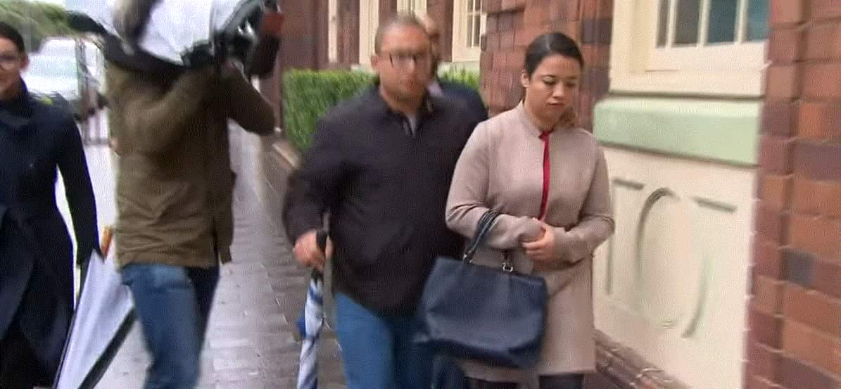 Anita Prajapati with her partner outside Manly Courthouse